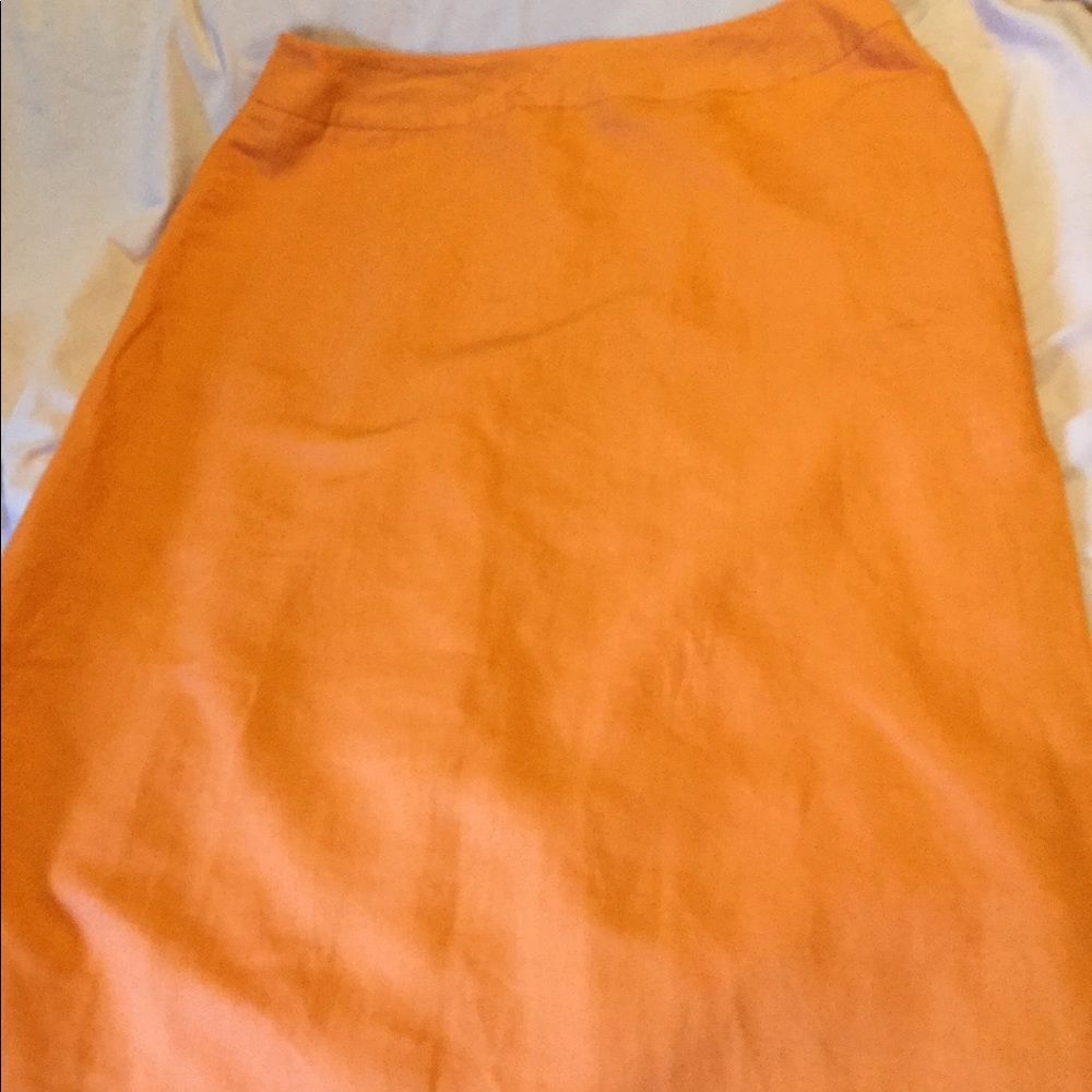 Long orange straight skirt